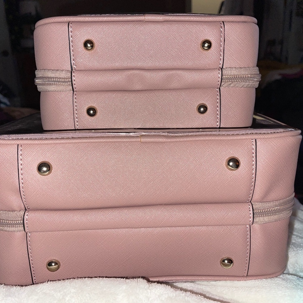 Calpak Large and Small Clear Cosmetics Cases in Mauve